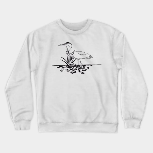 Heron in the reeds Crewneck Sweatshirt by Kirsty Topps
